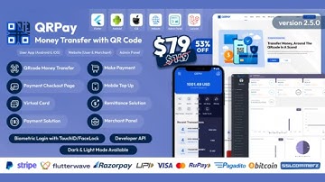 QRPay - Money Transfer with QR Code Full Solution source code | make online payment and recharge app