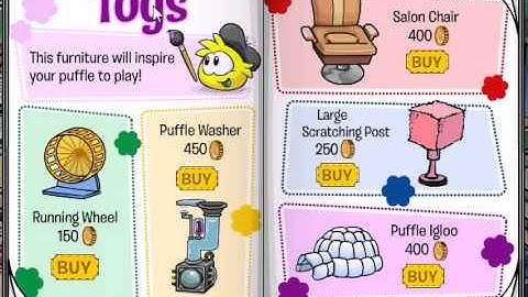 Club Penguin October 2011 Puffle Furniture & Hats Catalog Cheats