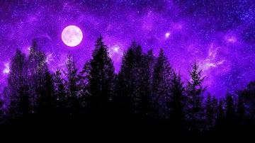 Violet Galaxy Sky Over Parallax Forest Landscape