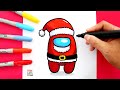 How to draw AMONG US SANTA CLAUS | Cómo dibujar a Papá Noel de Among Us