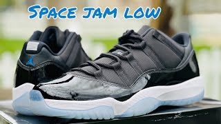 Crazy good!  Jordan 11 low space jam quality check on foot unboxing review Snkkick!!