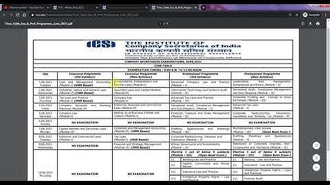 Date Sheet June 2021|CS Executive and Professional  Exams| Time Table for June 2021 Exams by ICSI