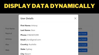 How to display data dynamically in modal using jQuery in Laavel 10