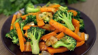 Quick recipe for one pan fried broccoli and carrots. Delicious broccoli recipe