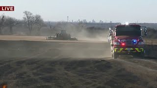 Bexar County fire crews battling brush fire near Converse
