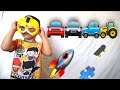 Rockin Robin- kids pj mask car, blaze cars and playing with blocks