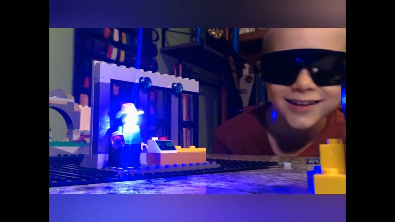 Disfiguring a minifigure with a giant blue ray