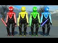 SPIDERMAN SQUAD Wields LIGHTSABER in Ragdoll Physics Game!