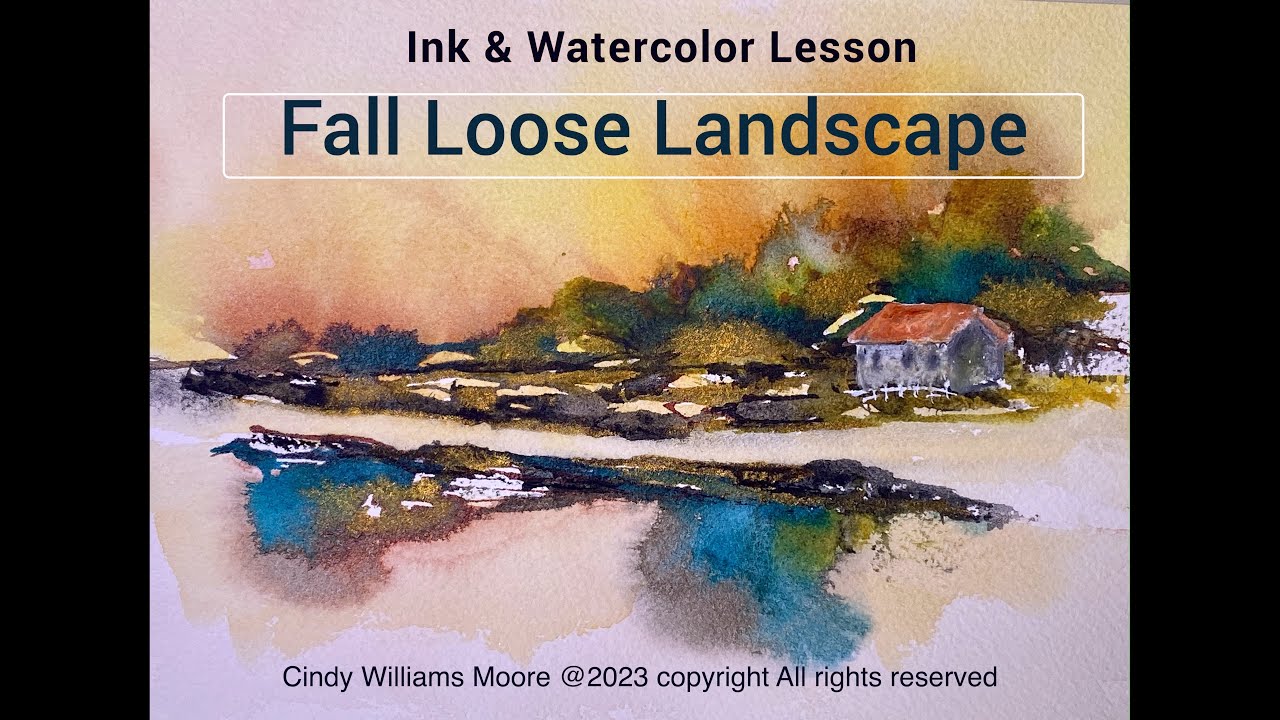 Fall Abstract Ink & Watercolor Landscape | Cindy's Art - YouTube