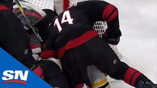 Justin Williams Takes A Swing At David Backes While He Was Down During Scrum