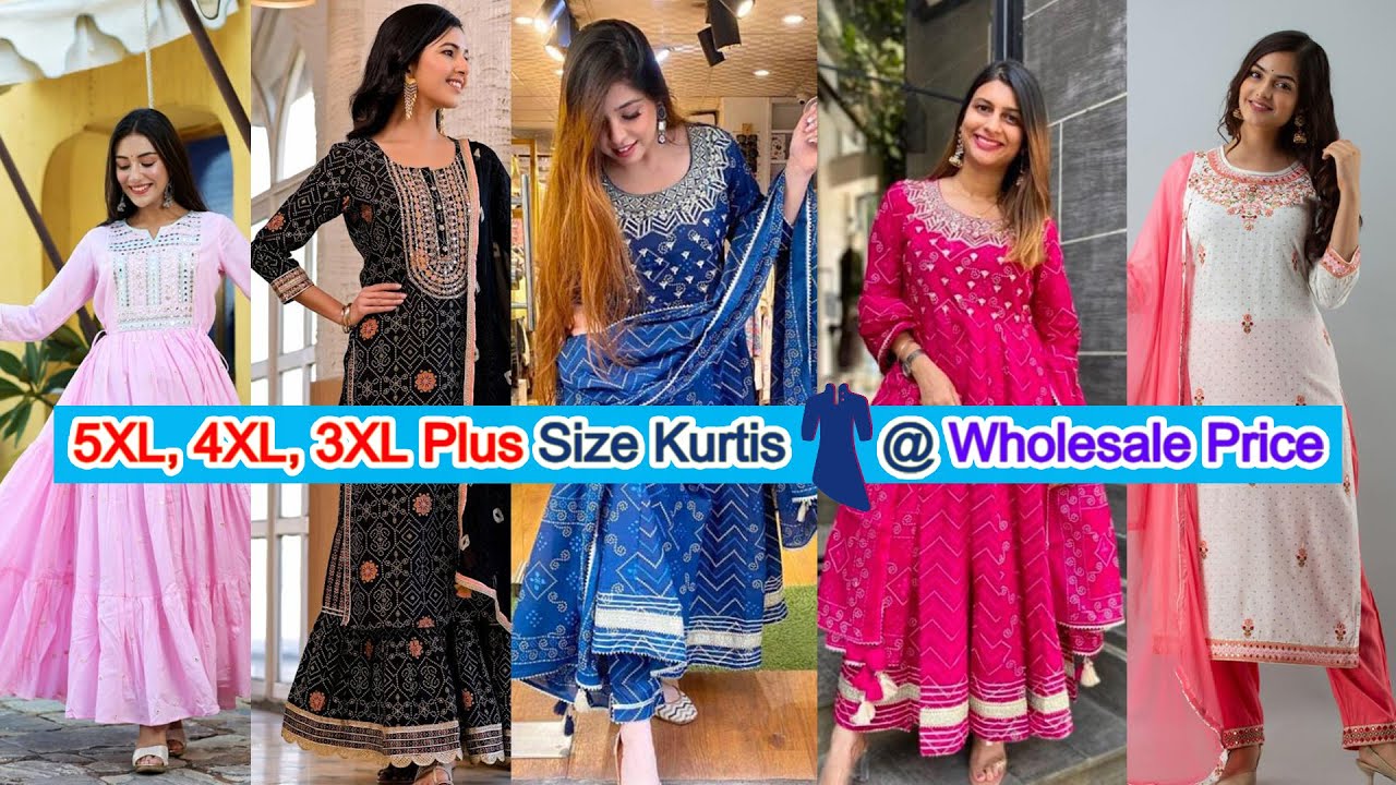 5XL, 4XL, 3XL, 2XL Plus Size Cotton Kurtis and Readymade Suits