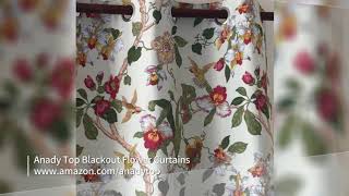 Red Toned Floral Curtains  with a greyish white BG - AnadyTop