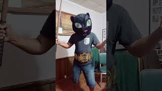 Wearing a Cat Head, a WWE Belt & Wielding My “Happy Stick” 😂🐾 #Shorts