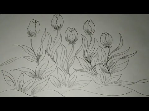 CARA MENGGAMBAR SKETSA BUNGA | SKETSA - YouTube