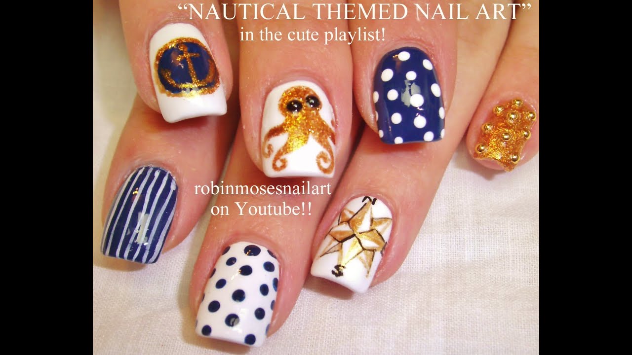 Easy Nail Art Tutorial! 5 Designs For Nails! - DIY Nautical - YouTube - Easy Nail Art Tutorial! 5 Designs For Nails! - DIY Nautical - YouTube