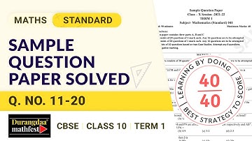 Score 40/40 in Class 10th Maths | Sample Question Paper - Standard 11-20