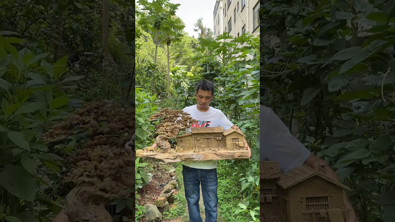 Handcrafted Nostalgia: Creating a Miniature Rural Home 🏠❤️ #art #village lifestyle#workout #viral