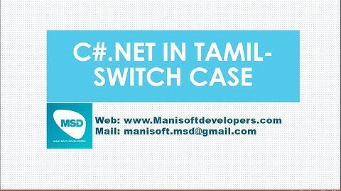 C#.Net in Tamil Part 16 - Switch Case