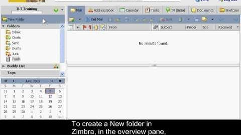 Email folders in Zimbra