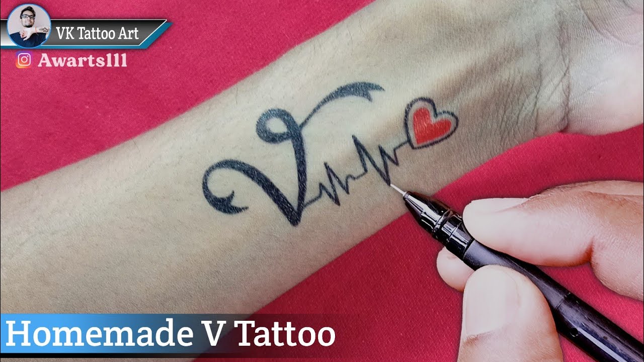 V letter tattoo | letter v tattoo designs / stylish v letter tattoo | v  tattoo - YouTube