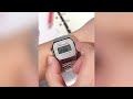 Casio watch for men Small Square Watch Trendy Styles Stainless Steel Strap Waterpro