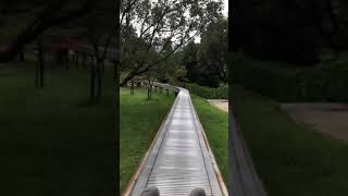 鴻ノ巣山運動公園140mスライダーを芝滑りソリで♪