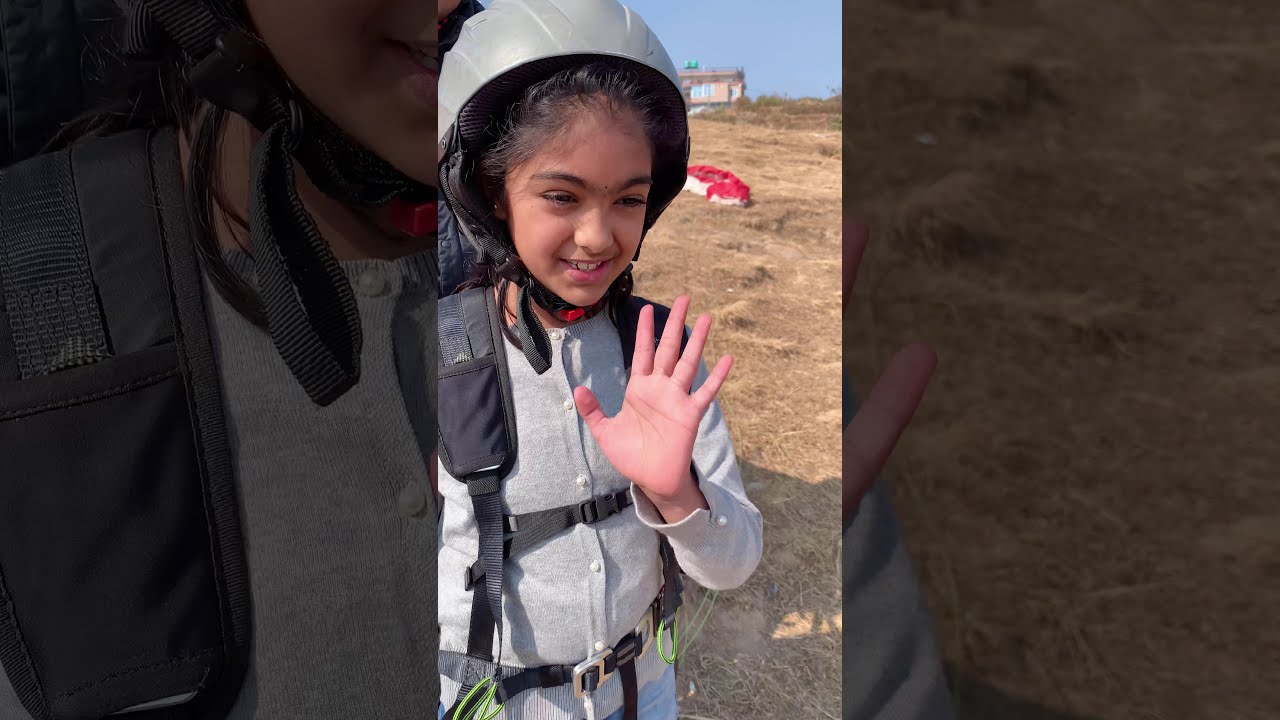 10 Years Little Brave Girl || Paragliding Takeoff , Sarangkot Pokhara