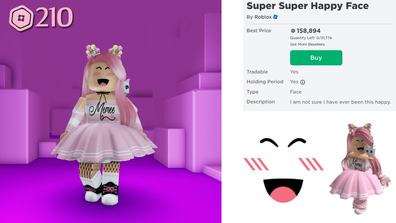 Pin on Free Roblox Items!  Super happy face, Roblox roblox