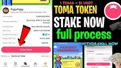 Tomarket PiggyPiggy Farming Pool | Toma Staking Process | PGC Withdrawal | Tomarket Farming Pool