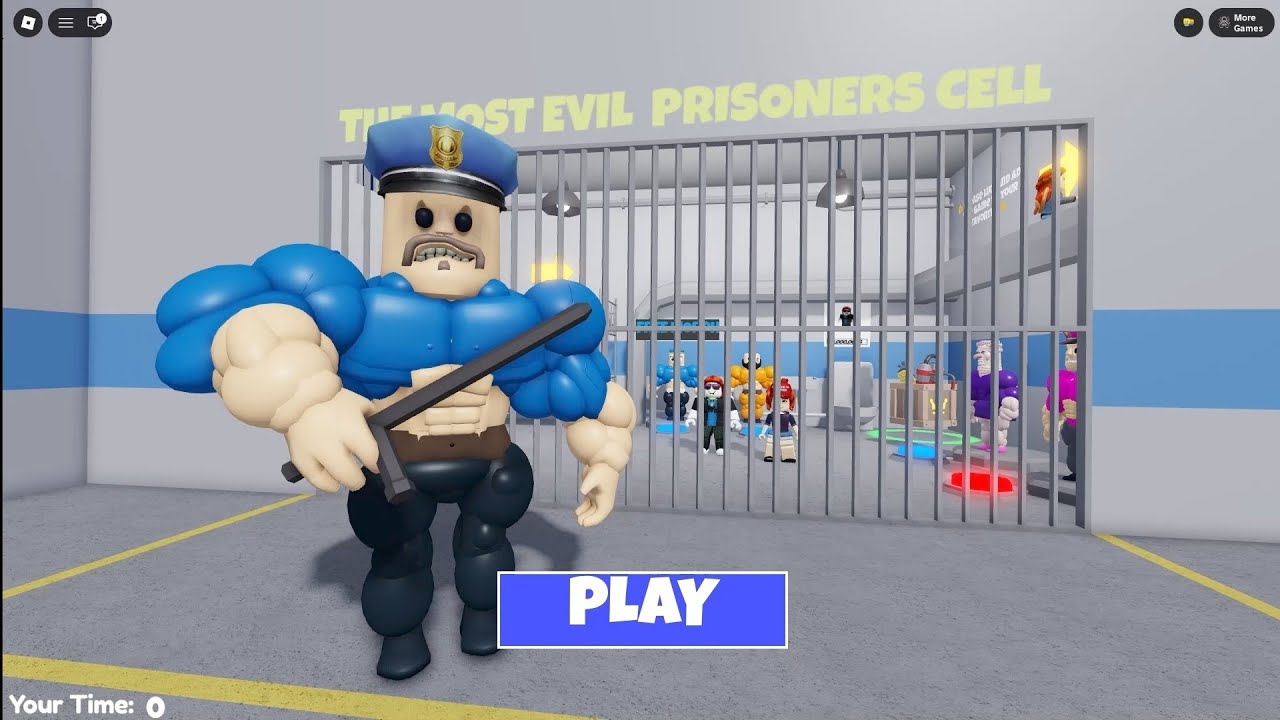 The most evil Bodybuilder prision cell escape obby | obby roblox | walkthrough no death