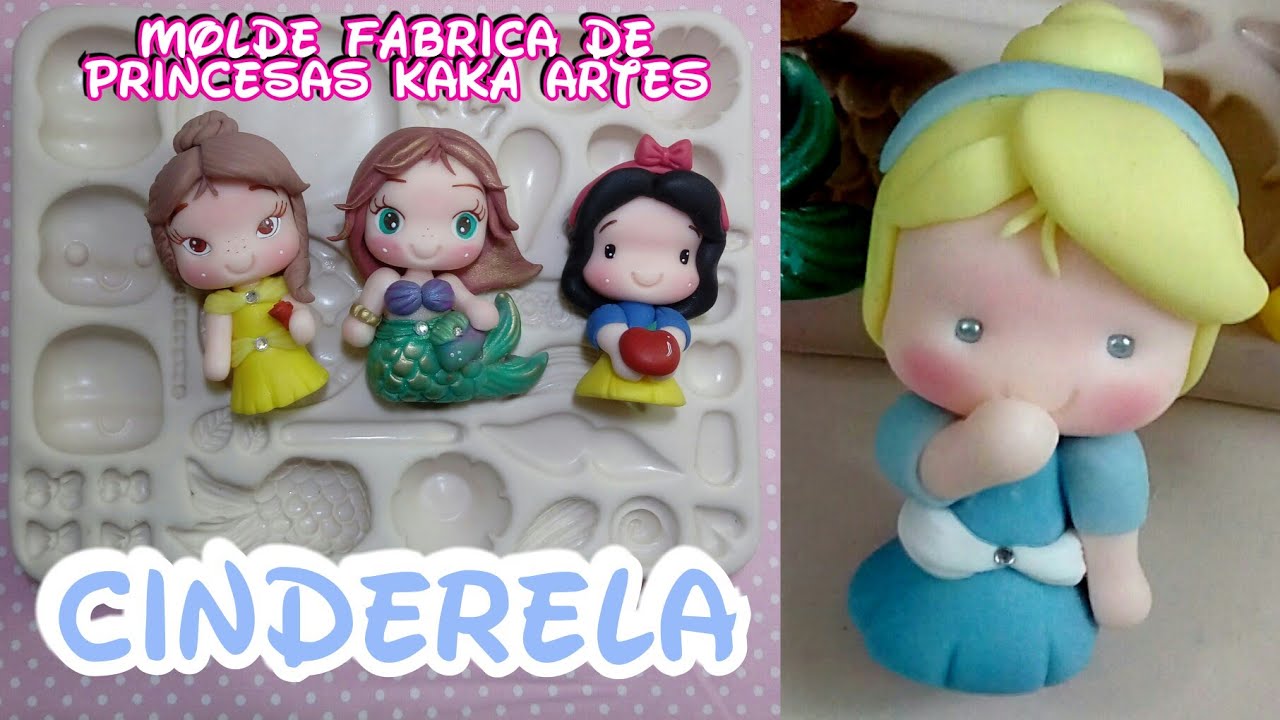 Princesa Cinderela em Biscuit - Molde Fábrica de Princesas Kaká Artes (Néia Silveira)