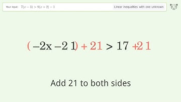 Solving Linear Inequalities: 7(x-3) is Greater Than 9(x+2)-1