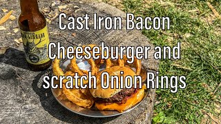 Scratch Onion Rings and Bacon Cheeseburger’s in Cast Iron