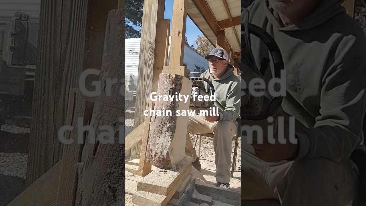 chainsaw mill in action gravity feed