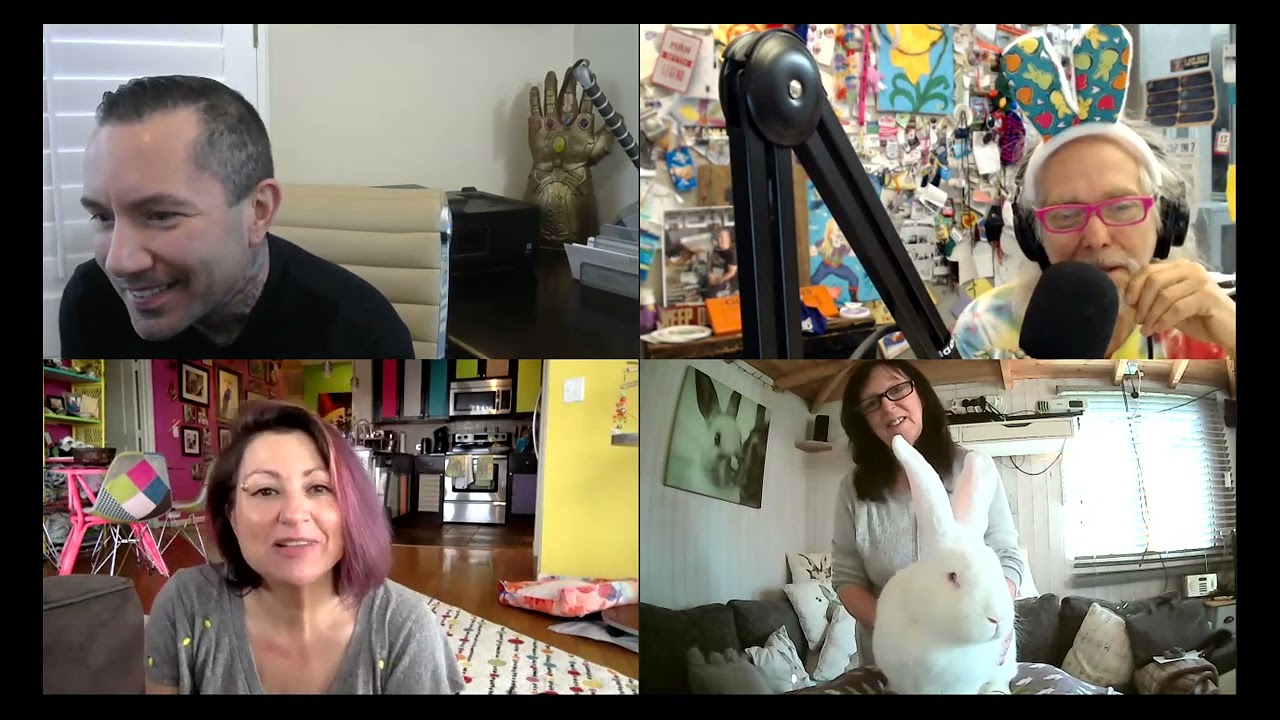 Rabbit Savior Jonathan Silva, Orlagh and Mom Robin + Jester the Giant Bunny with Mom Lyn