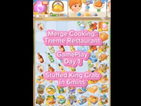 Merge Cooking Theme Restaurant (Day 1 Part 2): Stuffed King Crab in 6mins #gameplay #tips