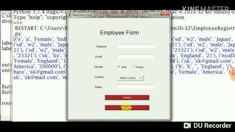 Employee Form Project  in Python with source code