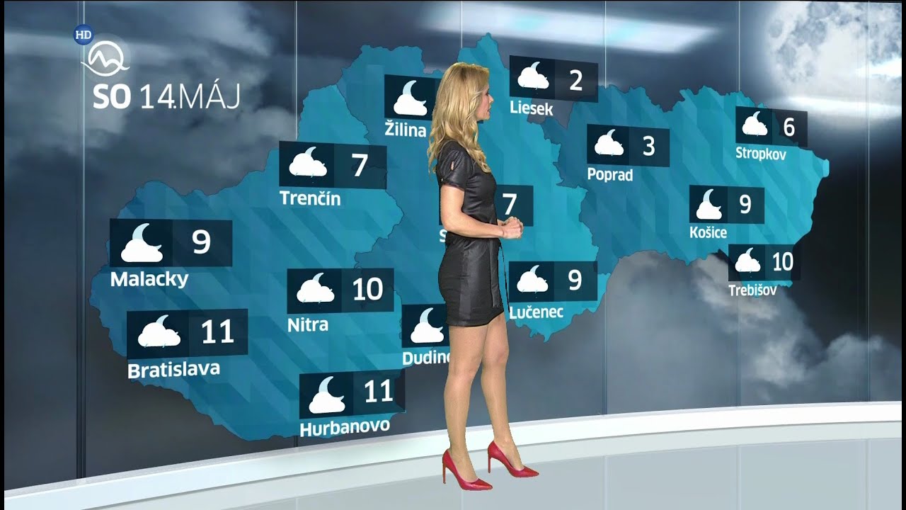 Mirka Almásy Slovakia Weather Presenter Leather dress 14 May 2016