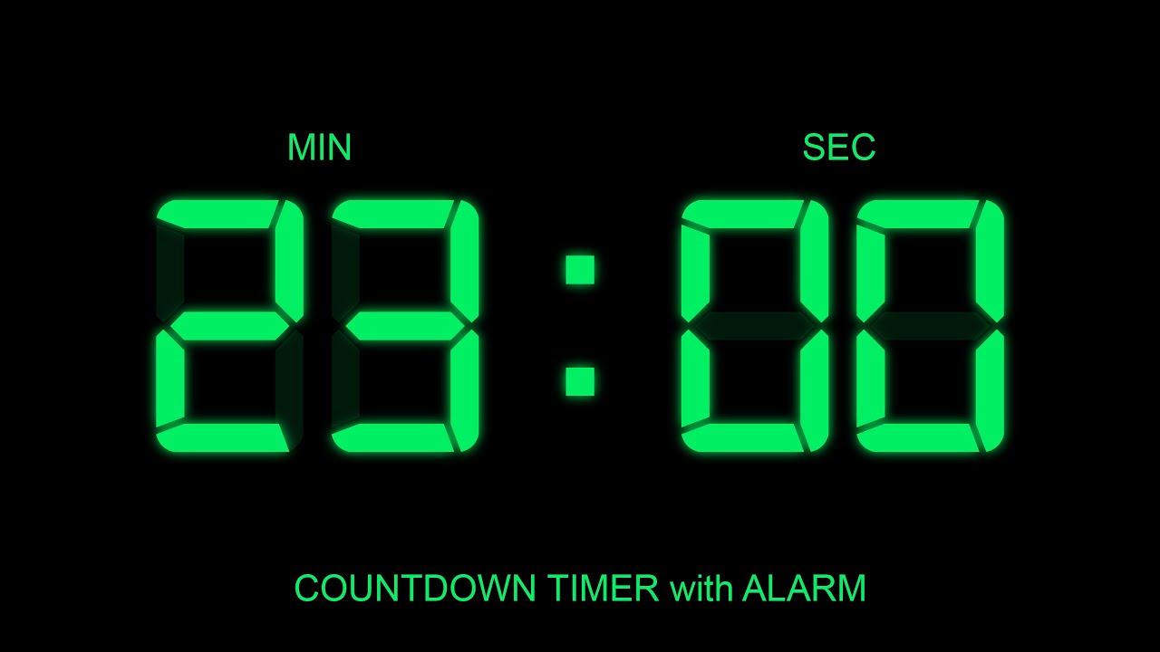 23 Minute Countdown Timer with Alarm on Start and Finish time , glowing ...
