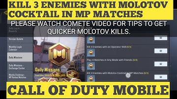 KILL 3 ENEMIES WITH MOLOTOV COCKTAIL IN MP MATCHES CALL OF DUTY MOBILE COD MOBILE CODM