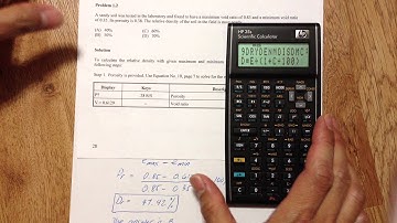 Tutorial on how to calculate relative density with void ratios using HP 35s