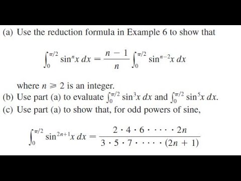 Integral Sin N X Dx N 1 N Integral Sin N 2 X Dx From X 0 To Pi 2 Youtube