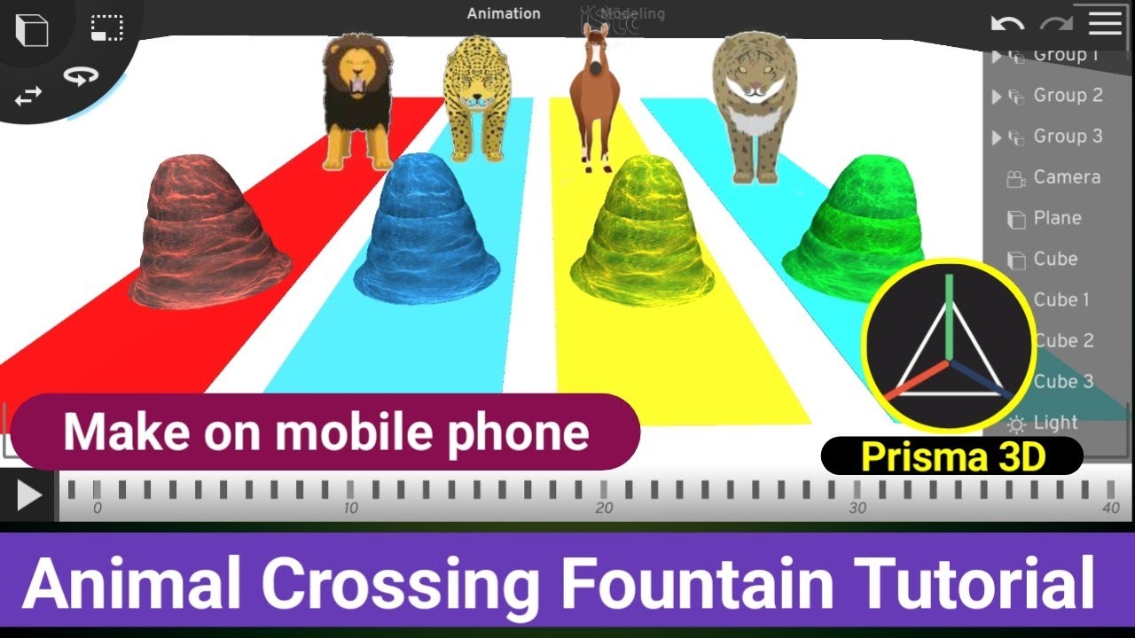 Animal crossing fountain animation tutorial on mobile 2023 | make water fountain in prisma 3d