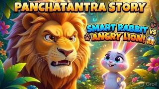 👉 Smart Rabbit Defeats Angry Lion! 🐰🦁 | Hindi Panchatantra Story for Kids