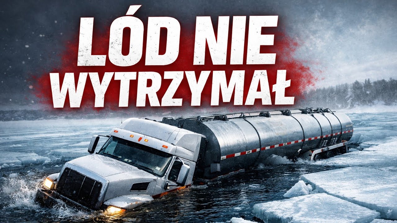 LÓD PĘKŁ NA JEZIORZE! CIĘŻARÓWKA WPADŁA DO WODY
