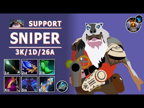 Sniper Hard Support | 7.31b | Pos 5 Sniper Guide | Dota 2 Immortal Gameplay