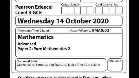 Pure paper 2 2020 Pearson Edexcel A level maths
