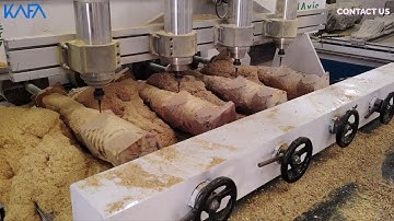 4 Heads 4 Axis CNC Router Machine  Model1725  3D Design Working Video  KAFA Technology