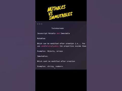 Immutable vs Mutable in JavaScript - YouTube