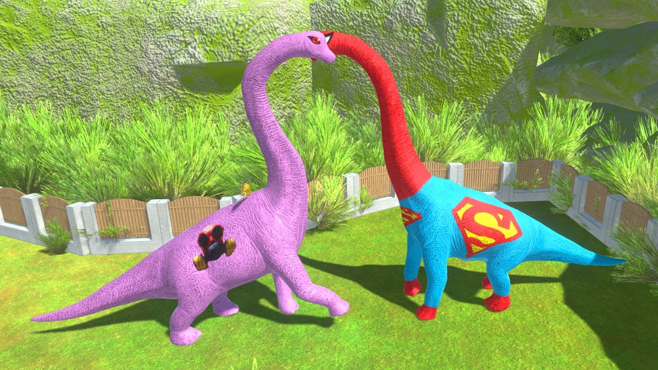 ALL GAS MASK vs ALL SUPERMAN BRACHIOSAURUS BATTLE DEATH RUN - Animal ...